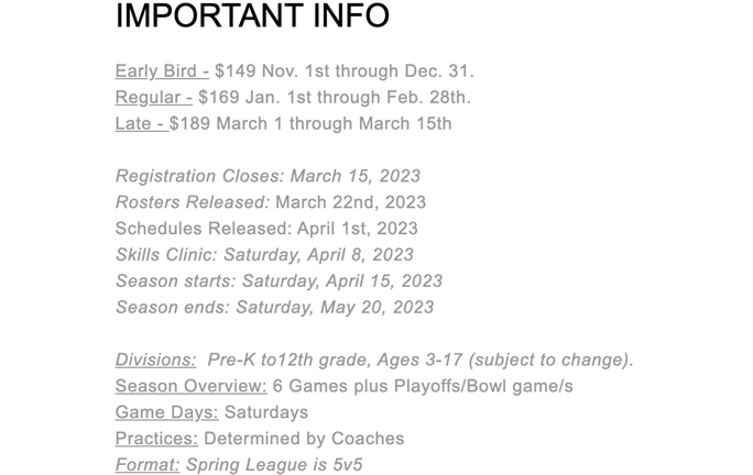 Gridiron Utah 2023 Spring Schedule