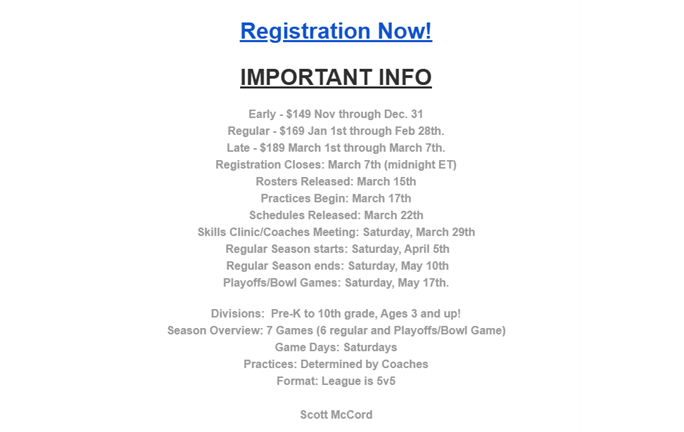 2025 Spring Important Info